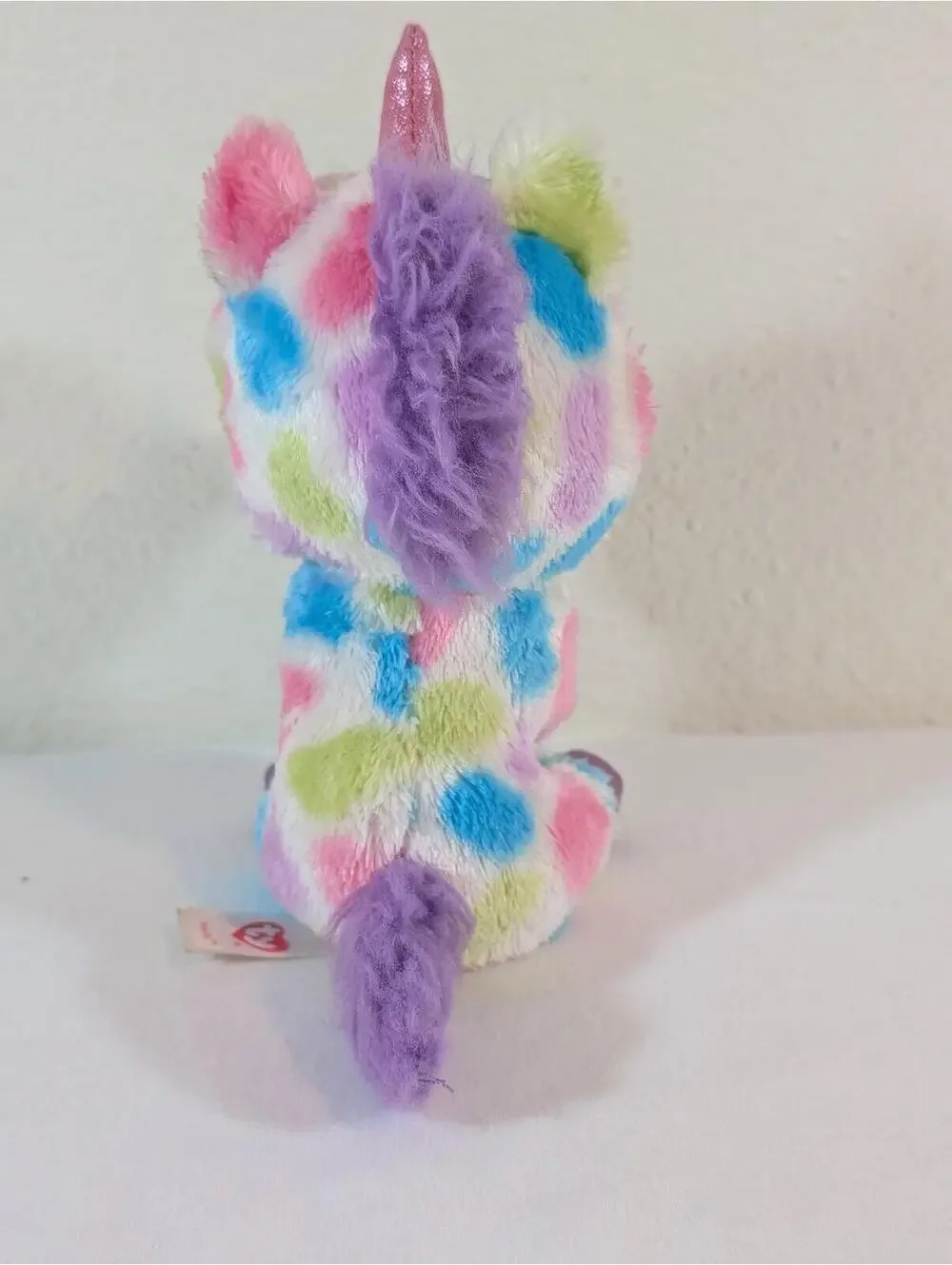 Ty Beanie Boo Plush Unicorn with Large Purple Eyes, Multicolor Spots 2014